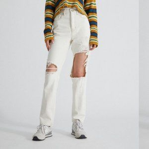 PacSun Eco White Ripped Dad Jeans